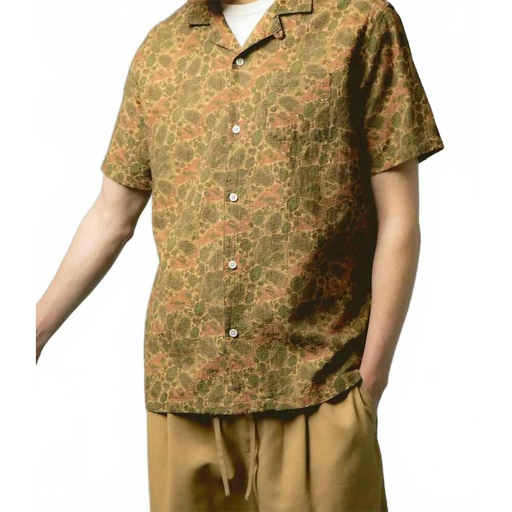 NEW KESTIN crammond textured cotton shirt in olive marble